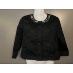 Hearts Of Palm Jacket Womens Petite Black Embellished Scoop Neck Button Front Size undefined Photo 1