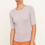 Vince Ribbed Elbow Sleeve Crew Neck Top Photo 0