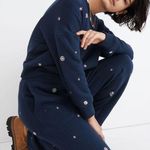 Madewell NWOT  MWL Airyterry Floral Embroidered Tapered Sweatpants Navy Size XXS Photo 1