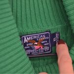 Vintage Cable Knit Turtleneck Sweater Cotton Pullover in Kelly Green XL Photo 4