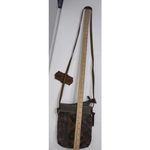 Uchi Gold Splattered Small Canvas Crossbody Equestrian Boho Vintage Wear Purse Brown Photo 14