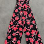 Band of Gypsies B.O.G Collective Bustier Jumpsuit w Pockets SMALL Black Red Floral Wide Leg NEW Photo 0