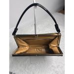 Vintage Aetna Black Patent Leather Box Purse 1960s Structured Frame Handbag Photo 14
