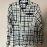 Harley Davidson White Blue and Yellow Plaid Long Sleeve Button Down Shirt Photo 0