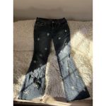 ULTRALOVE Hippy Boho Faded Daisy Embroidered Flared Raw Hem Jeans Jr 9 or W’s 4 Blue Size undefined Photo 1
