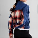BKE  denim jacket with plaid wool blend back detail M Photo 2