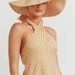 DISSH Gaia Mango Geo Wide Brim Hat NWT Sz. O/S Orange Photo 0