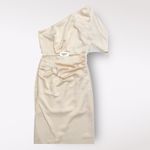 Blue Blush  Pink Champagne Satin One Shoulder‎ Midi Cocktail Dress Size S Photo 3