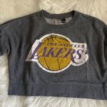 Nba Los Angeles Lakers Gray Cropped Sweater Photo 2