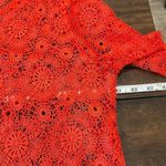 Adiva Womens Floral Crochet Open‎ Knit 3/4 Bell Sleeve Top Red Orange Size Large Photo 10