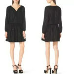 Michael Kors MICHAEL  Black Tie Neck Mettallic Jacquard Mini Dress Size XS Photo 1