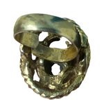 Vintage Women's Jade Stone Gold Tone Ring Jewelry Accessories Adjustable Size Photo 3