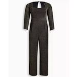 Torrid Gold Glitter Black long Sleeve Wide Leg Stretch Knit Jumpsuit Size 20 Photo 4