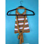 ZARA Knit Halter Top | Retro Rainbow Stripe Tank | Tie Back Waist | Size M Photo 2