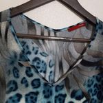 Cyrus Miley  XL Animal Print Top in Gray Turquoise Photo 4