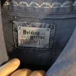 Holding Horses Blue Button-Down Shirt with Lace Detail | Size 0 Photo 3