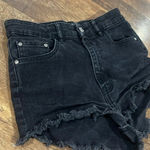 ZARA  Black denim Jean short shorts black distressed denim Photo 2