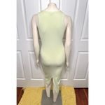 EXPRESS Body Contour Ribbed High Neck Midi Dress in Lime Green Small Photo 5