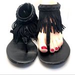 Diane Von Furstenberg  "PALOMA" BLACK SUEDE FRINGE THONG SANDALS (6/6.5) Photo 6