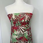 Vintage Y2K Gap Stretch Tropical Floral Print Strapless Dress Women’s Size 6 Red Photo 2