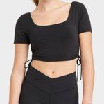 JoyLab Side Cinch Crop Short-Sleeve Shirt black Photo 0