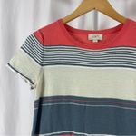 Loft  Small Nautical Stripe Preppy Shirt Top Coral Boat Beach Vacation Photo 4