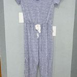 Caution to the Wind  blue white drawstring v-neck jumpsuit size M‎ Photo 0