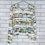 Anthropologie Moth NWT Array Floral Striped Zip Front Cardigan Sweater Size L Photo 3