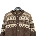 Norlender Sportwear Vintage Wool Fair Isle Cardigan Sweater Neutral Brown Large Photo 3
