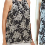 Vince Camuto Black/White Boudoir Botanical Top XS Photo 0