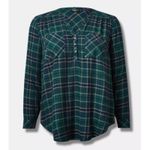 Torrid NWT Harper Brushed Green Plaid Softest Flannel Tunic Pullover Top Size 00 Photo 7