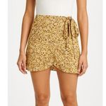 Abercrombie & Fitch NEW  Yellow White Brown Floral Viscose Wrap Mini Skirt Size S Photo 0