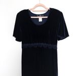 VTG 90s Molly Malloy Womens Velvet‎ Dress Size 16 Navy Short Sleeve Maxi Evening Blue Photo 2