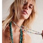 Free People NWT  Single Strand Beaded Necklace Blue Photo 3