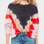 Daydreamer Flying V Tie Dye Varsity Crew Sweatshirt Red Pink Tan Blue Gray Small Photo 0
