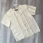 Nordstrom Vintage Shirt linen button front womens Cream size 12 lagenlook casual Photo 0