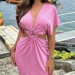 ZARA  dress maxi pink cut out short sleeve summer vacation casual evening wedding  Photo 0