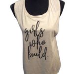 Bella Canvas New NWT Large Oversized Tank Workout "Girls Who Build" Gray Womens Photo 0