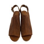 Liz Claiborne Women’s Brown Wedge Heel Suede Sandals Size 10 Laser Cut Design Photo 1