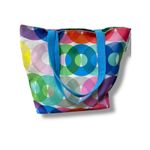 Clinique  Kapitza Geometric Circles Tote Bag Blue 16" Travel Beach Shoulder Bag Photo 2