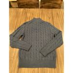 Carven heavy Cable knit cotton blue toggle button pullover Mockneck sweater Size L Photo 1