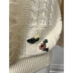 Yessiva Cream Floral Crochet Knit Embroidered Rustic Crew Neck Wool Sweater Med Yellow Size L Photo 8