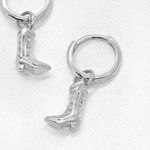 Small Silver Cowboy Boot Earrings Photo 4