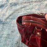 Anne Klein  Dark Red Faux Patent Croc Leather Handbag w Gold Colored Accents Photo 10