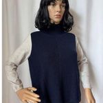 Karen Millen Mock Neck Wool Blend Sweater navy gray sleeves small Photo 0