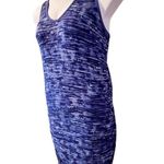 Athleta Small Blue Printed V-neck Shirred Slouchy Racerback Tank Dress EUC Photo 2