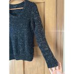 Eileen Fisher  Black Marbled Chunky Knit Scoop Neck Sweater Women’s size Medium Photo 4
