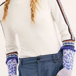 Free People Switch It Up Crochet-Trim Thermal Cuff White Top Mock Neck Size XS Photo 0