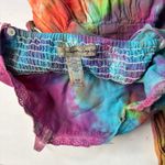 American Rag Y2K Tie Dye Babydoll Smocked Mini Dress Spaghetti Straps Hippie Boho Colorful XS Photo 5