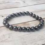 Magnetic Dark Gray Bracelet Metallic Beaded Stretch Bracelet Photo 1